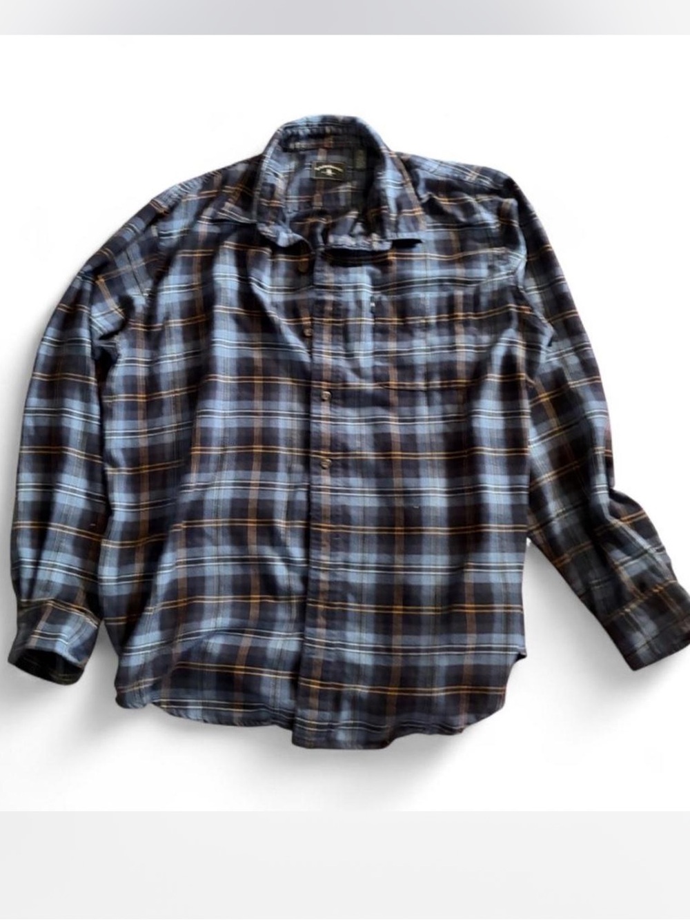 G.H. Bass & Co. Men's Blue and Brown Plaid Button-Down Shirt